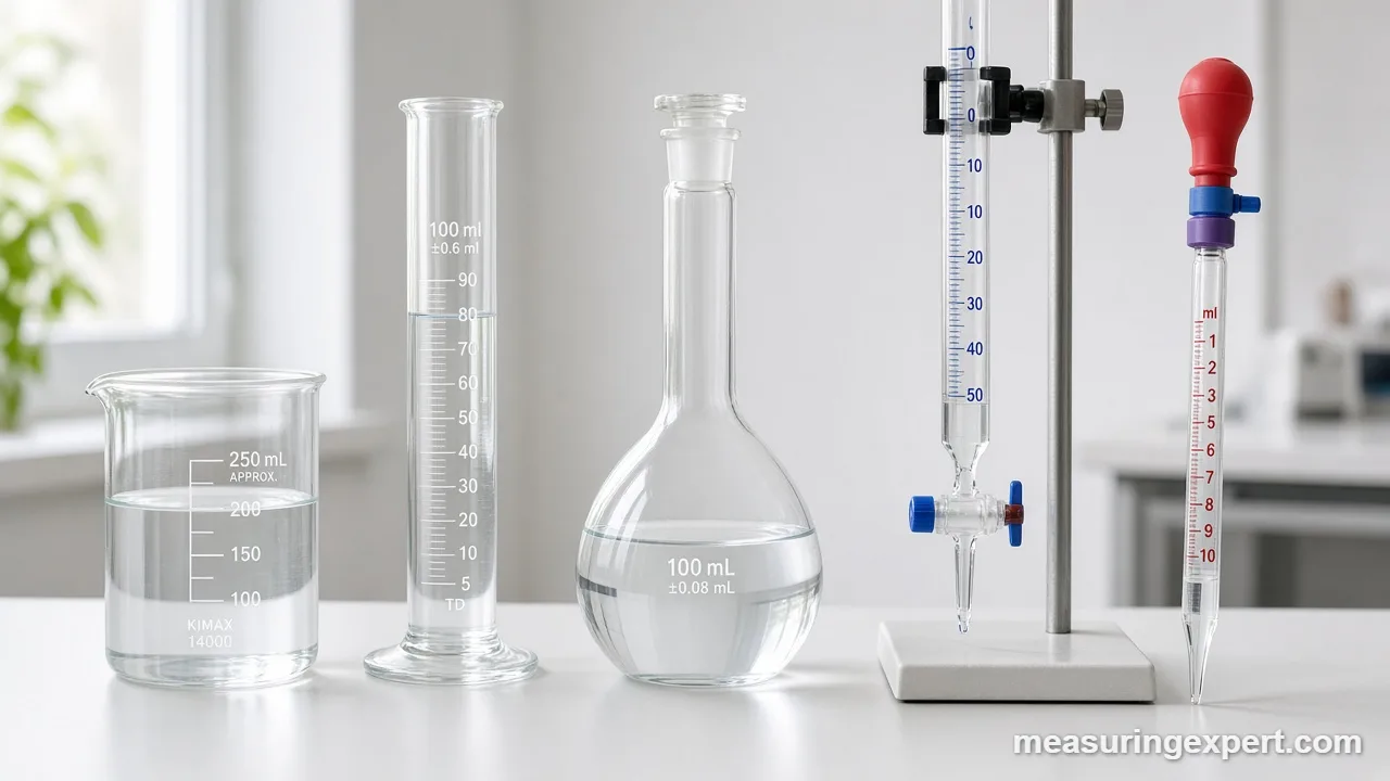 Reading a meniscus on volume lab equipment