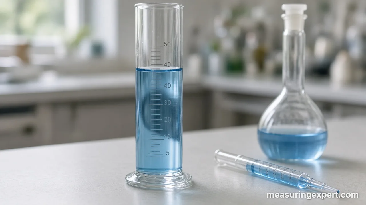 Measuring the volume of a liquid in a graduated cylinder