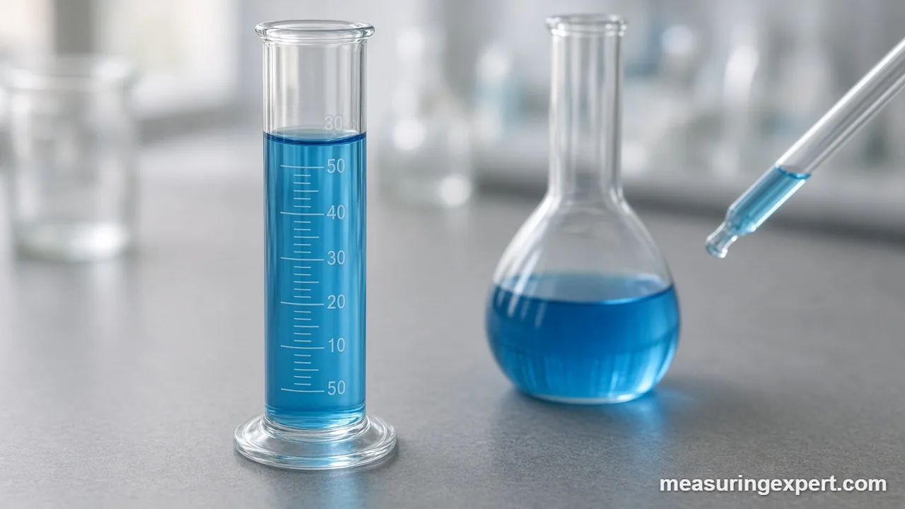 Reading the meniscus to measure the volume of a liquid