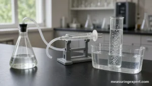 Measuring the volume of gas with a gas syringe