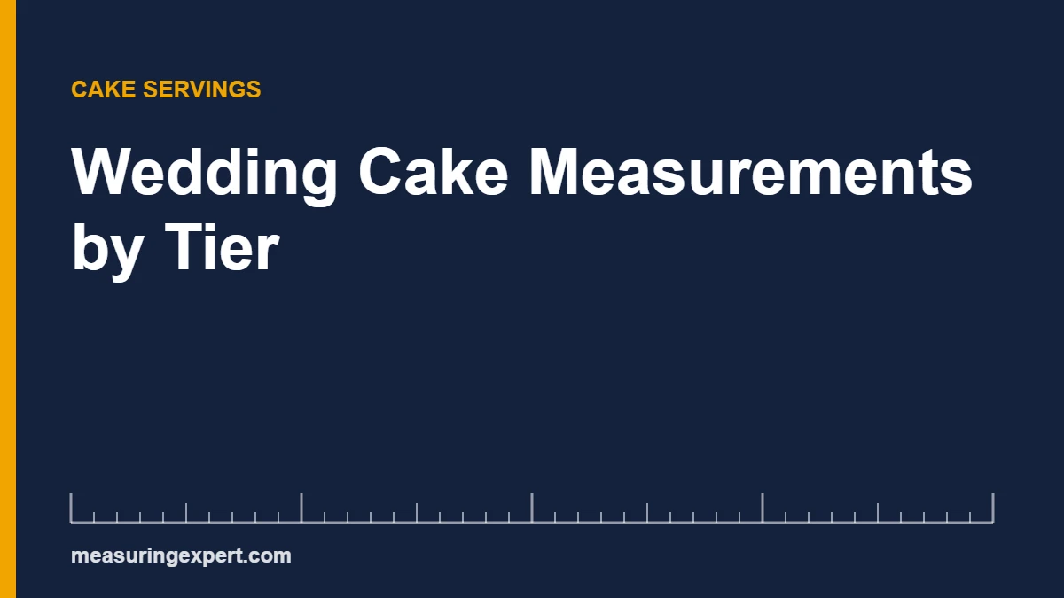 Wedding cake measurements chart showing servings per tier