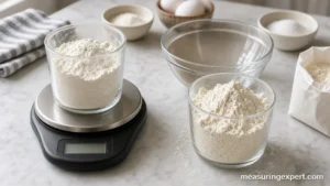 Weight vs volume: a cup of flour on a scale