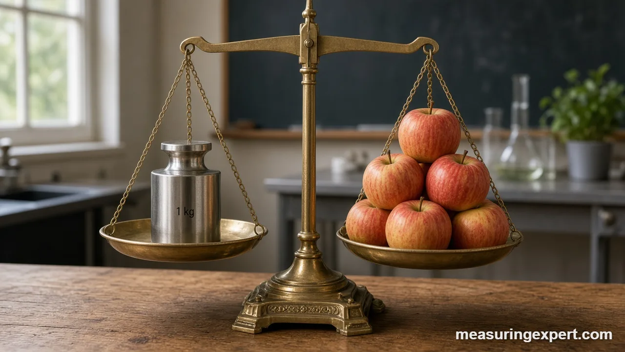 Mass vs weight demonstrated with a balance