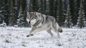 How fast is a wolf: grey wolf sprinting