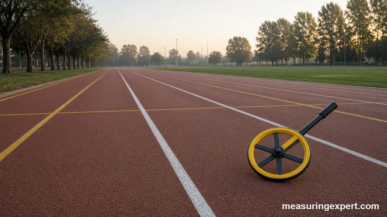 Measuring wheel on a track lane, showing the 1,760 yards in a mile