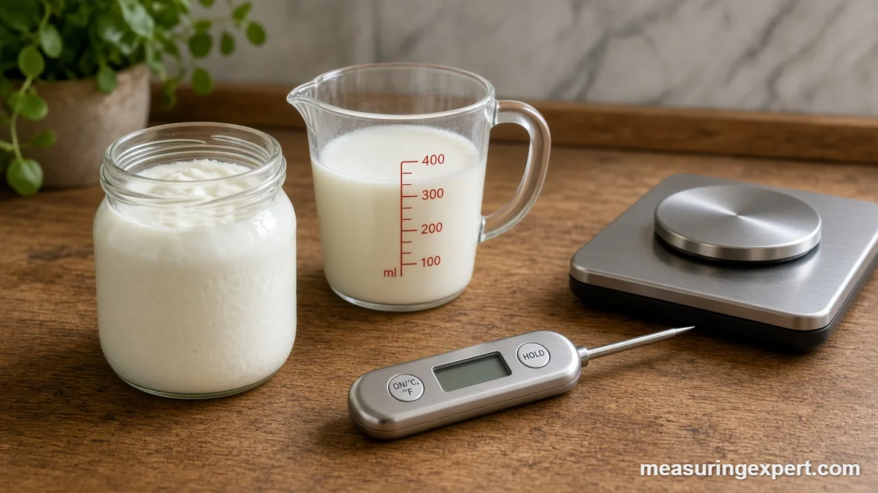 Measure ingredients for yogurt safely with clean jars and a digital thermometer